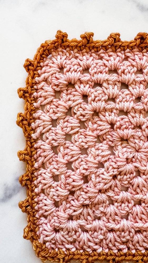 Pink and Gold Textured Crochet Coaster Project