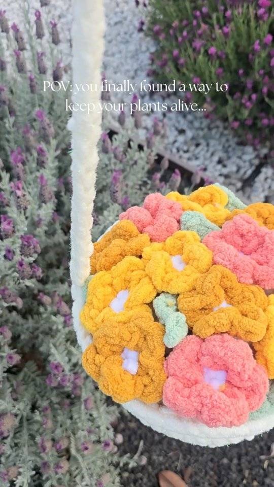 Plush Crochet Flower Basket Project
