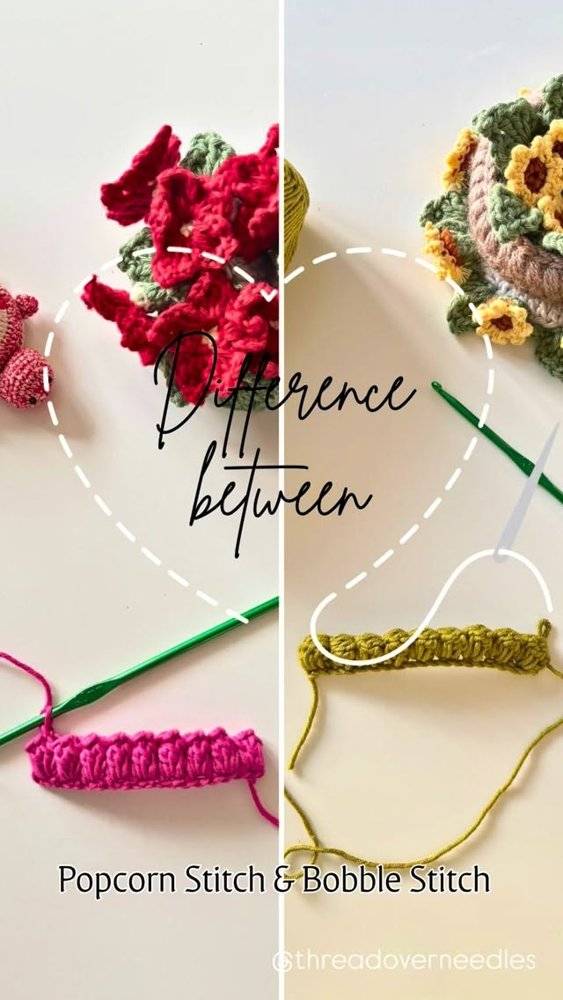 Popcorn Stitch vs. Bobble Stitch Crochet Tutorial