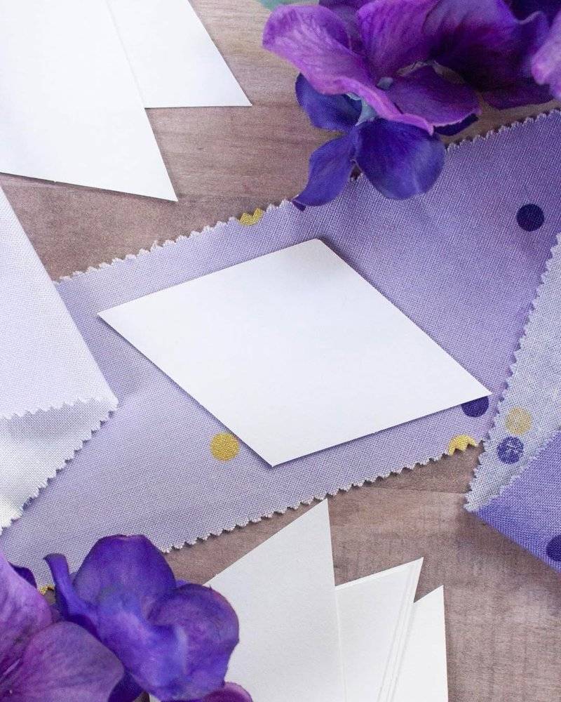 Purple and White Fabric Swatch Flatlay