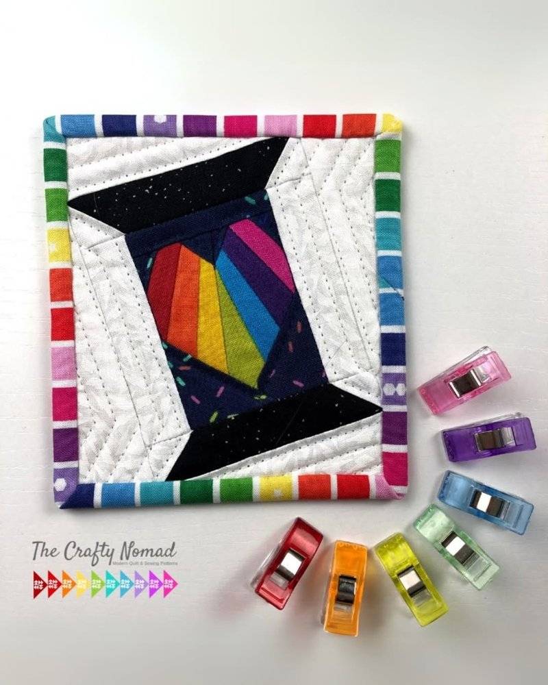 Quilted Spool of Rainbow Thread Mug Rug