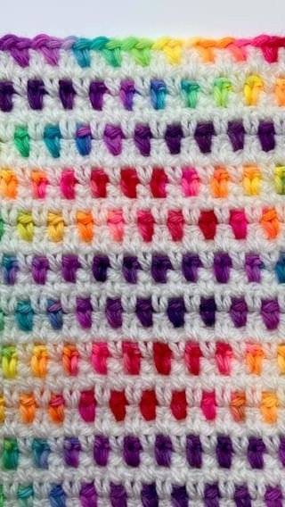 Rainbow Lattice Crochet Stitch Swatch