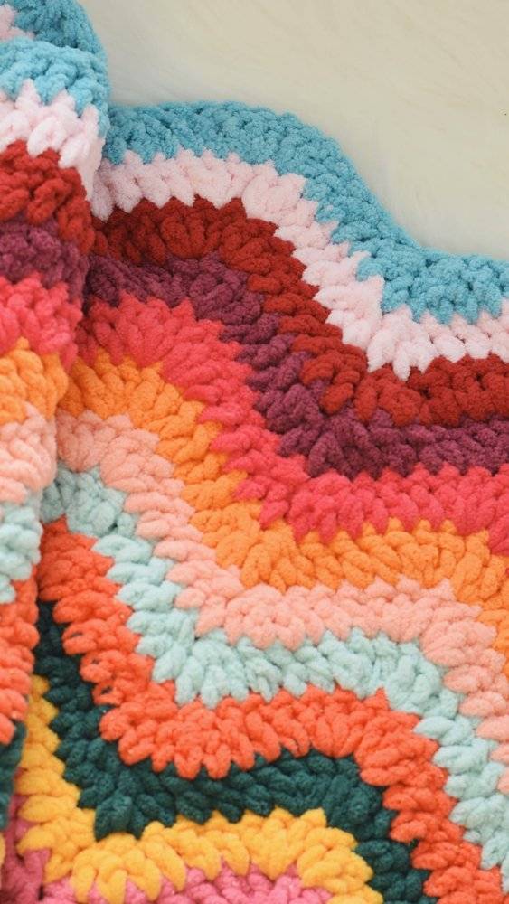 Rainbow Stripe Crochet Baby Blanket