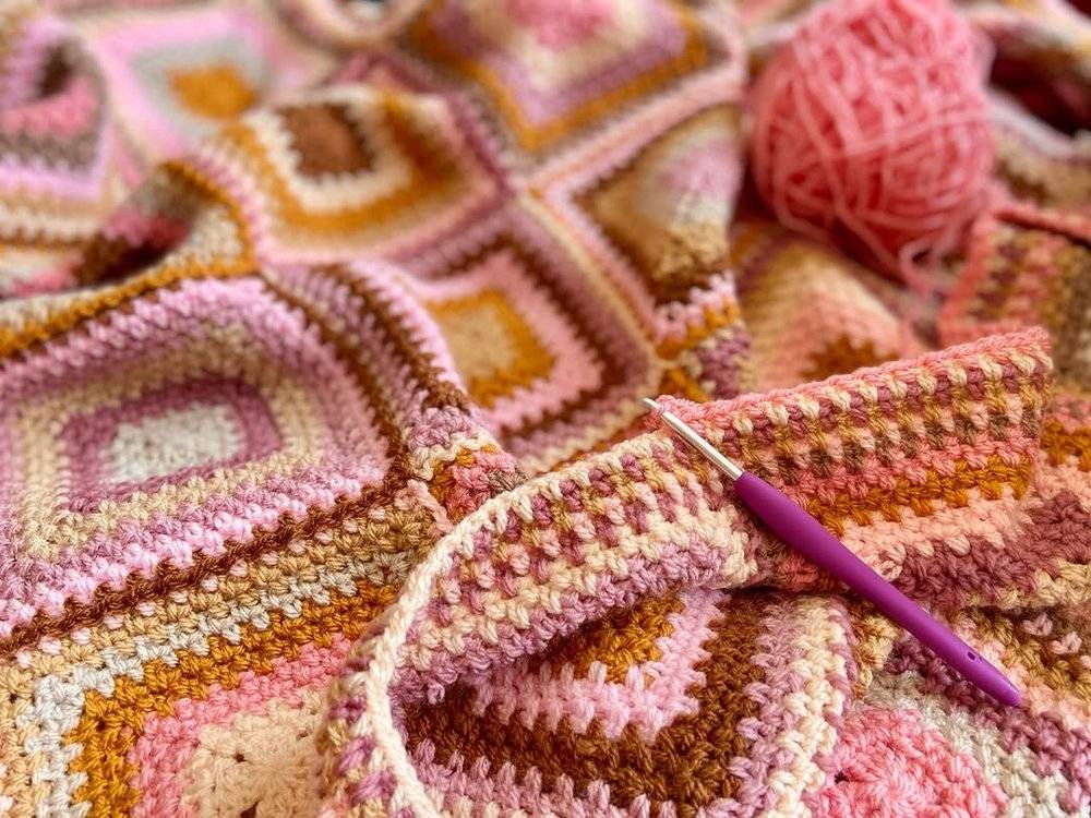 Retro-Inspired Crochet Granny Square Blanket