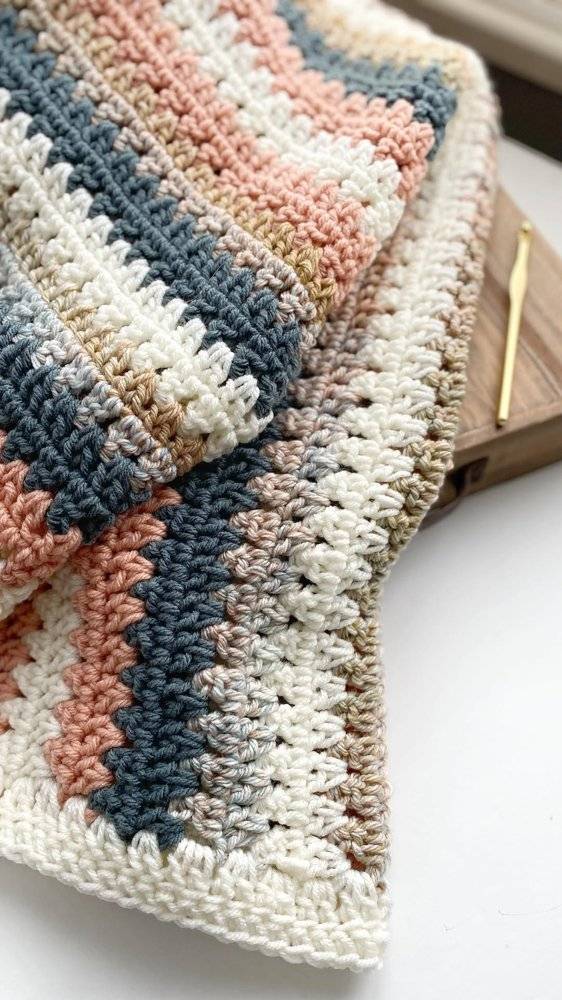 Soft Striped Crochet Baby Blanket Project