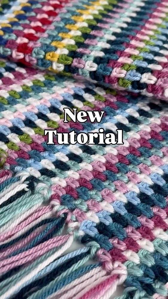 Striped Crochet Scarf with Tassels
