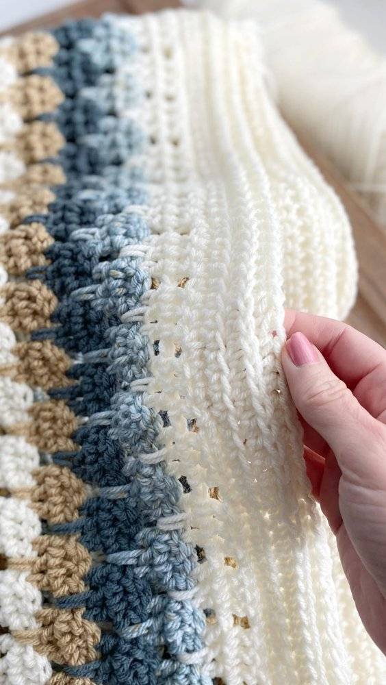 Striped Textured Crochet Blanket Project