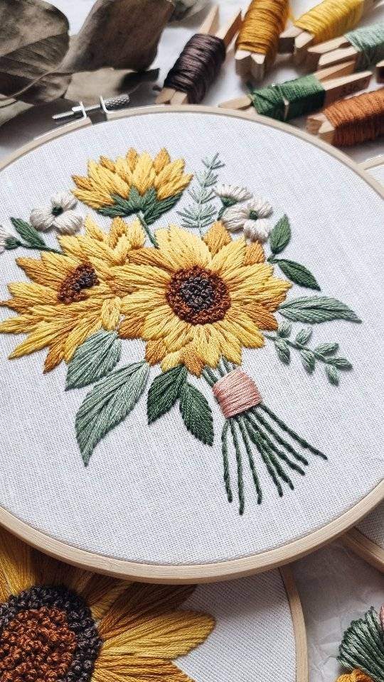 Sunflower Bouquet Hand Embroidery Project