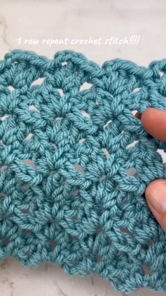 Teal Textured One-Row Repeat Crochet Stitch