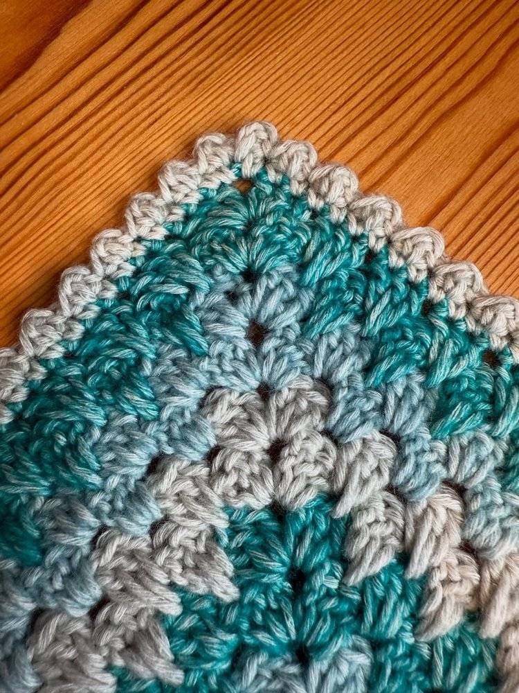 Teal and Grey Textured Crochet Square