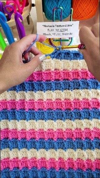 Textured Box Stitch Crochet Fabric