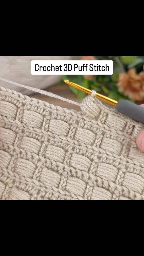 Textured Crochet 3D Puff Stitch Fabric