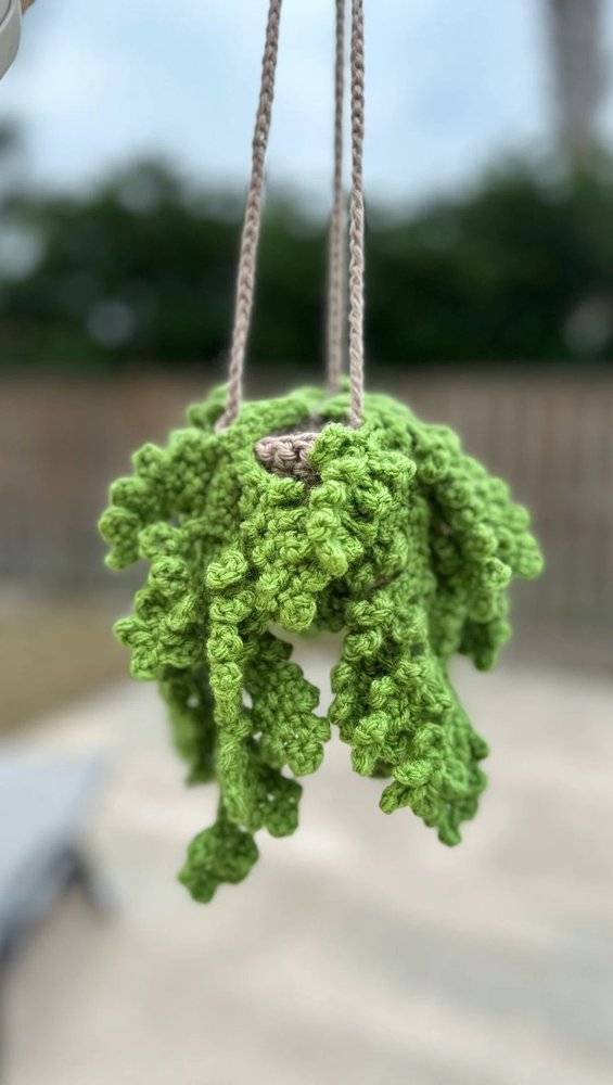 Textured Crochet Hanging Plant Pot Cover