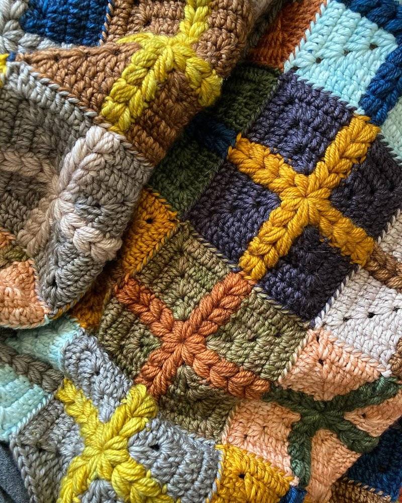 Textured Crochet Plaid Blanket Project