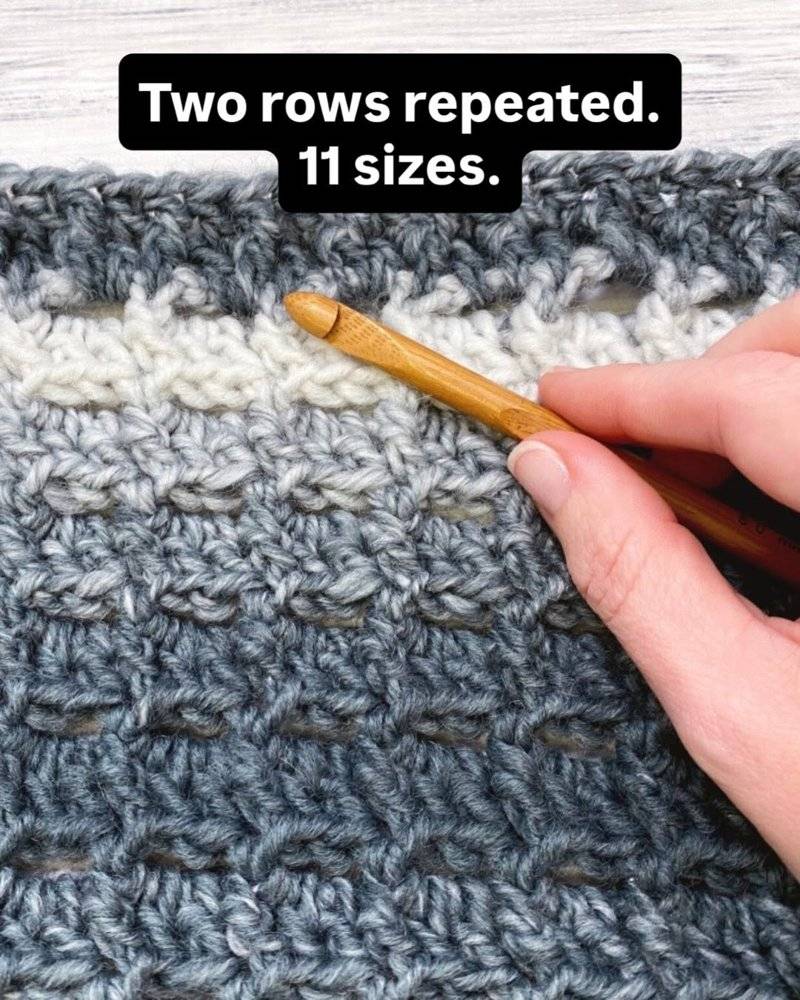 Textured Crochet Stitch Sampler in Grays and Cream