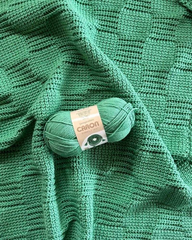 Textured Green Crochet Blanket Project