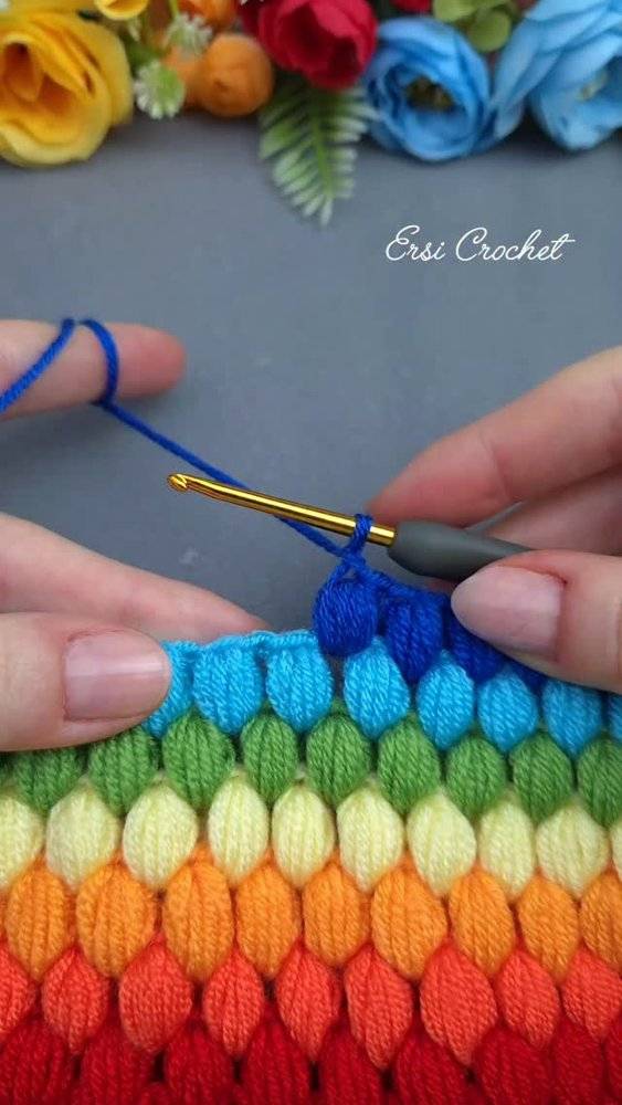 Textured Puff Stitch Crochet Fabric