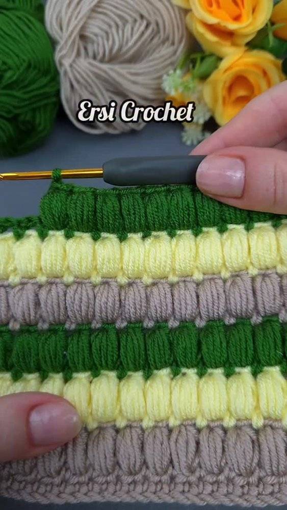 Textured Puff Stitch Crochet Fabric