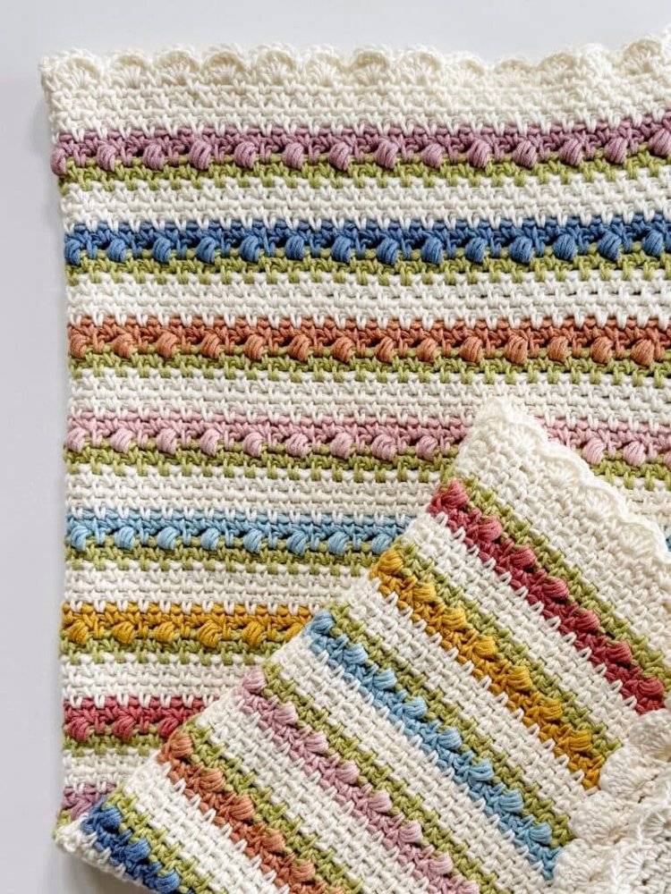 Textured Striped Crochet Baby Blanket