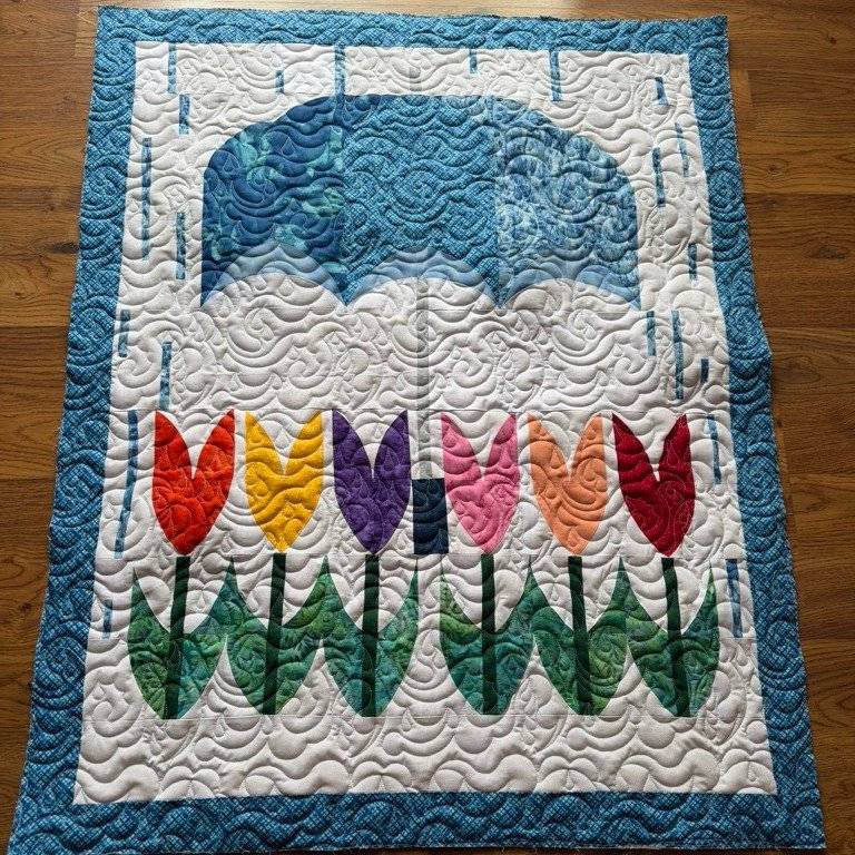 Tulips Under an Umbrella Quilted Wall Hanging