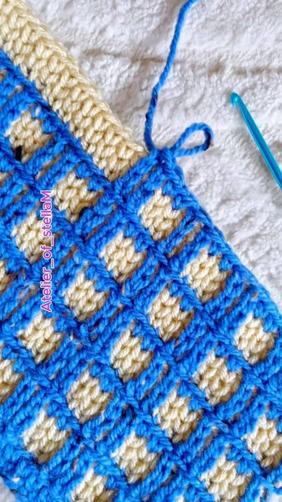 Two-Tone Diamond Stitch Crochet Fabric