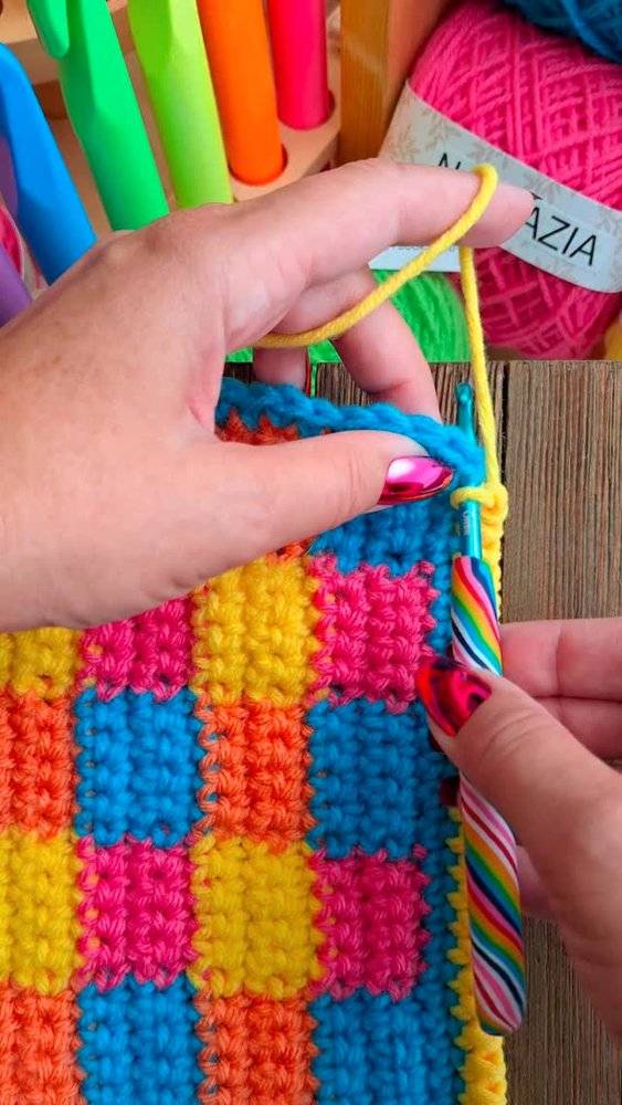 Vibrant Crochet Checkerboard Pattern Project