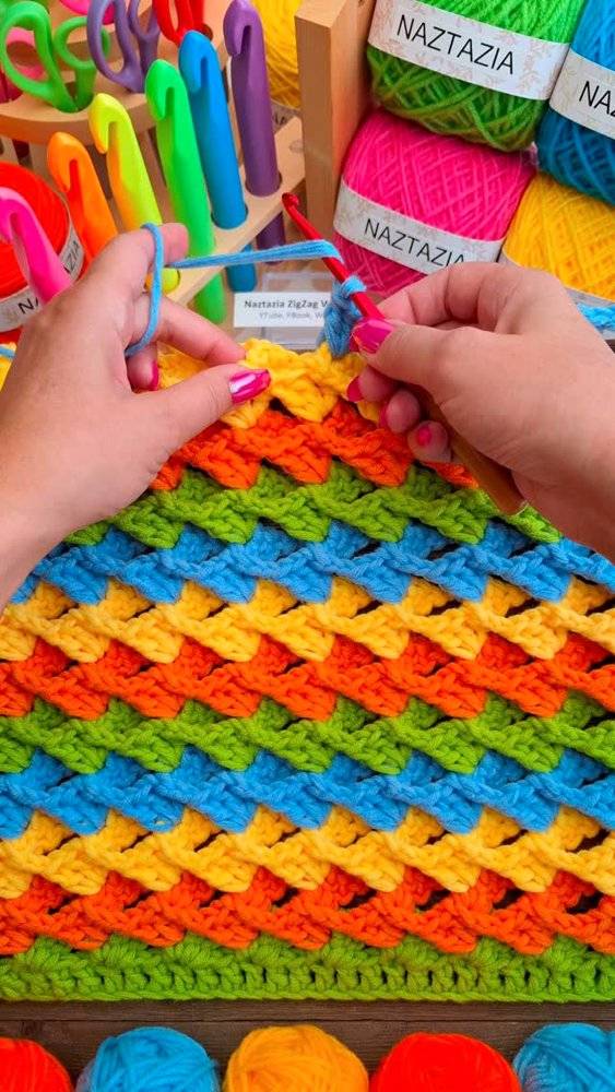Vibrant Crochet Textured Blanket
