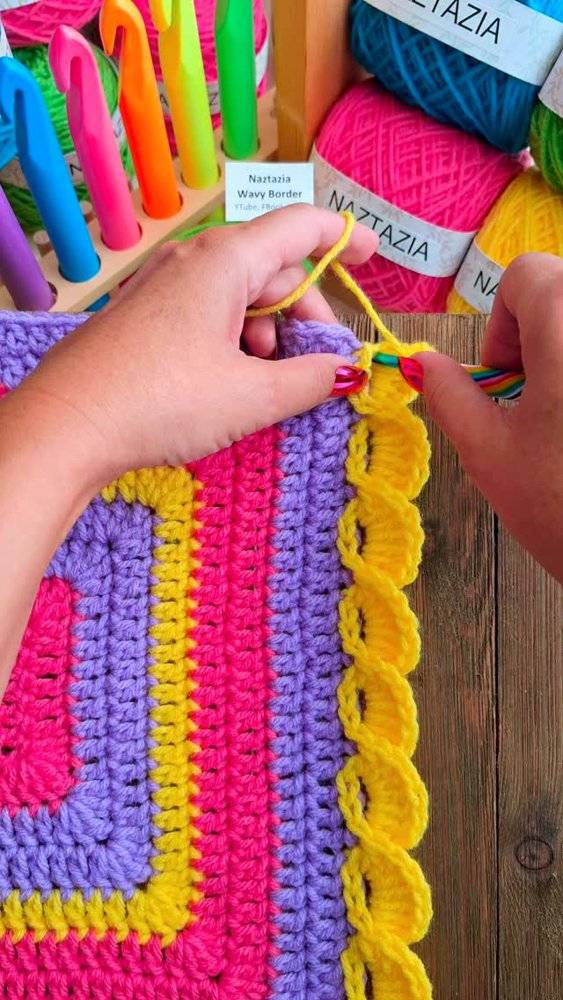 Vibrant Crochet Wavy Border