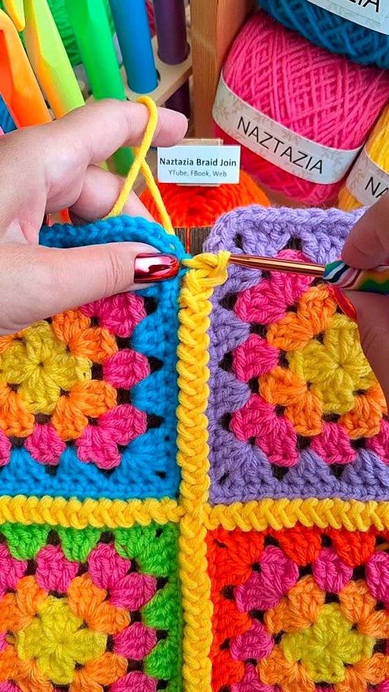 Vibrant Granny Square Crochet Join Technique