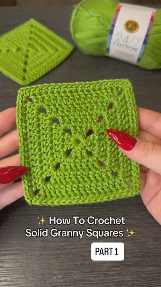 Vibrant Green Solid Granny Square Crochet Project