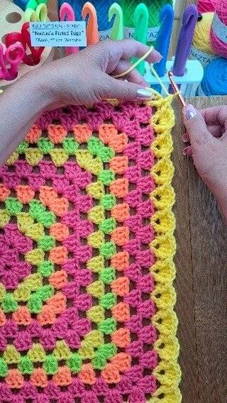 Vibrant Neon Granny Square Crochet Project