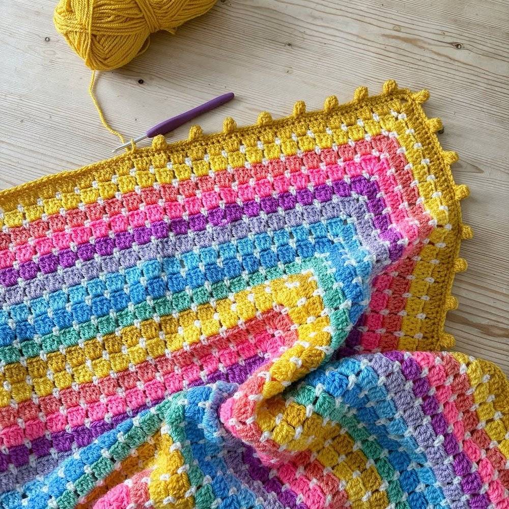 Vibrant Striped Corner-to-Corner Crochet Blanket