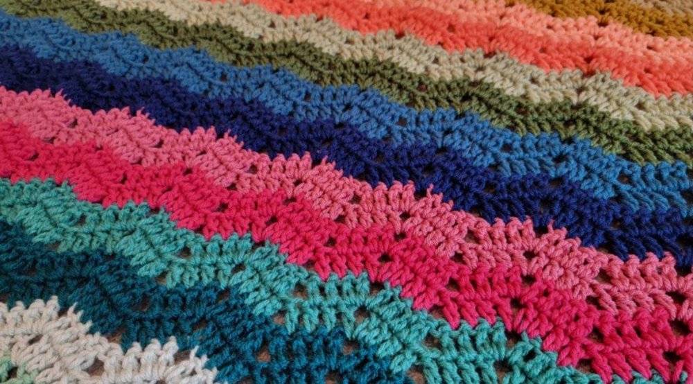 Vibrant Striped Crochet Blanket