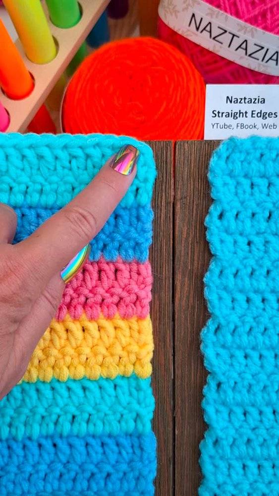 Vibrant Striped Crochet Fabric with Straight Edges