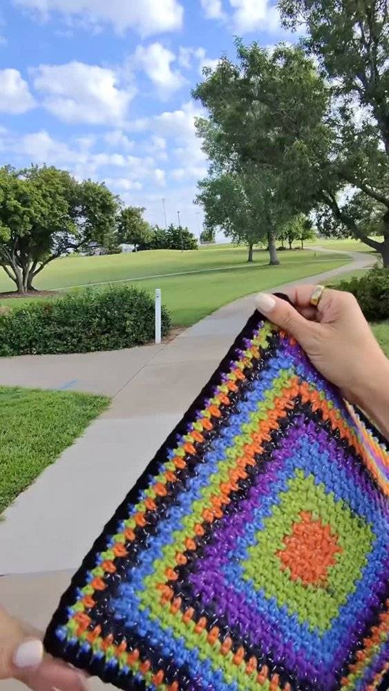 Vibrant Striped Crochet Square Project