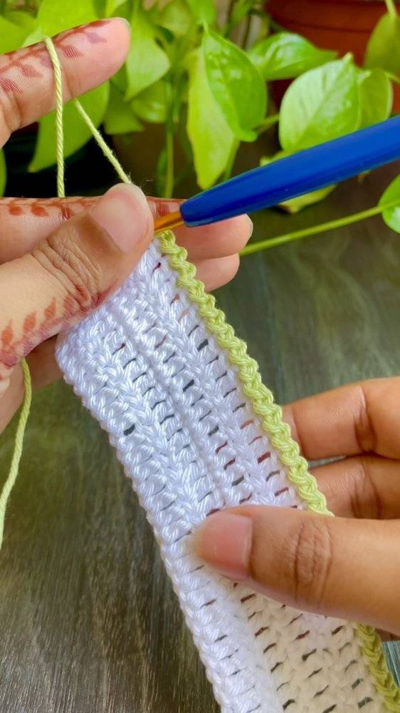 White and Lime Green Crocheted Edging Project