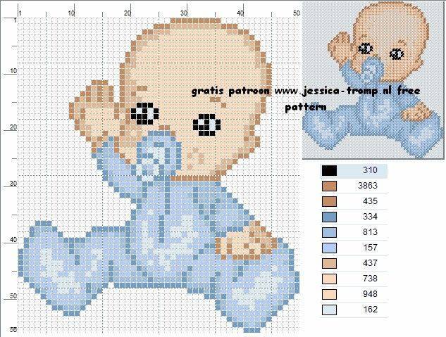 Adorable Baby Boy Cross Stitch Pattern