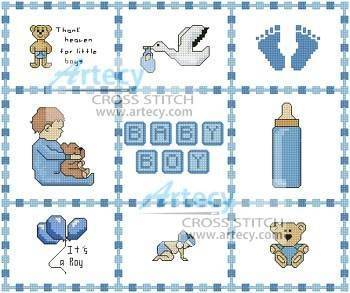 Adorable Baby Boy Sampler Cross Stitch Project