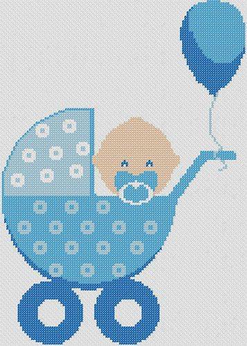 Adorable Baby in Bassinet Cross Stitch Design