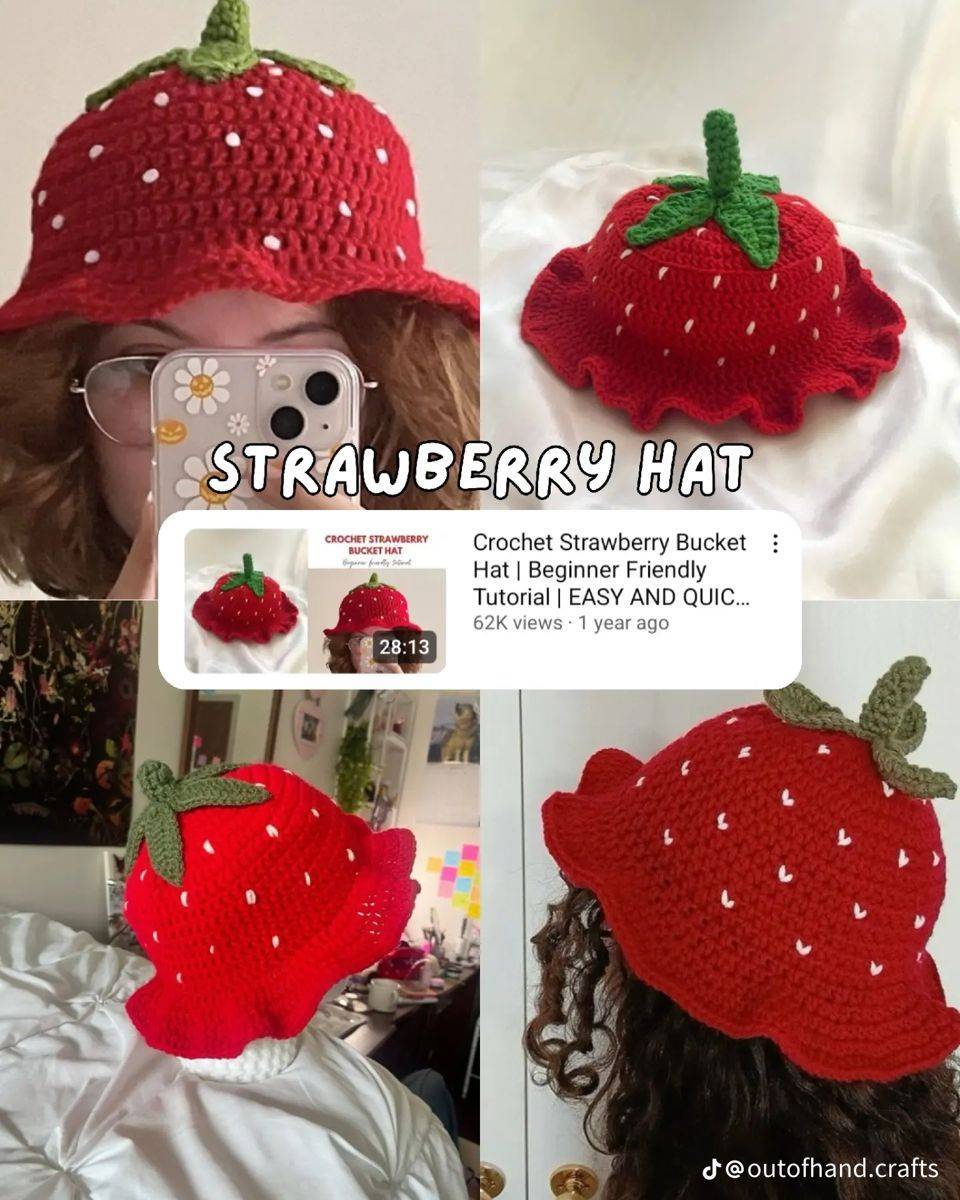 20 Strawberry Hat Patterns Adorable Crochet Strawberry Bucket Hat