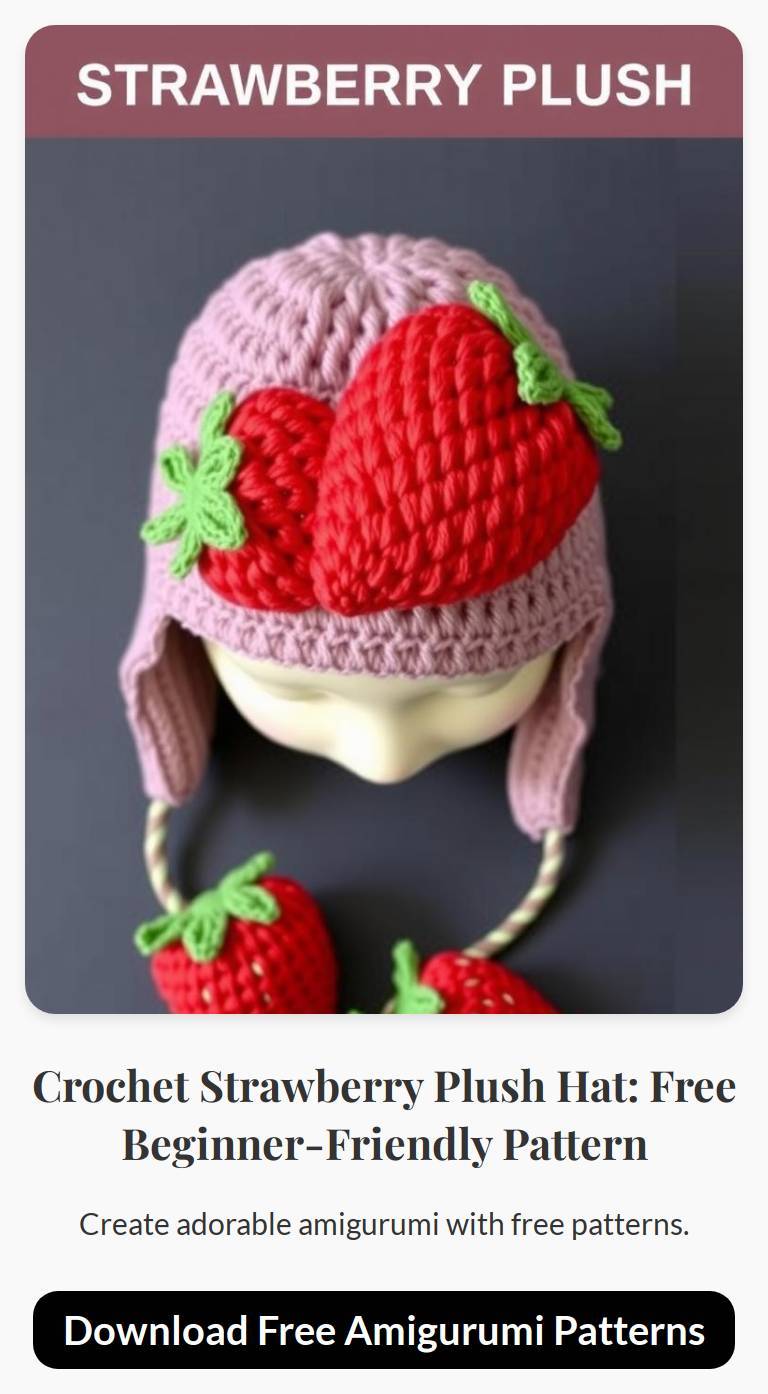 20 Strawberry Hat Patterns Adorable Crochet Strawberry Hat with Earflaps