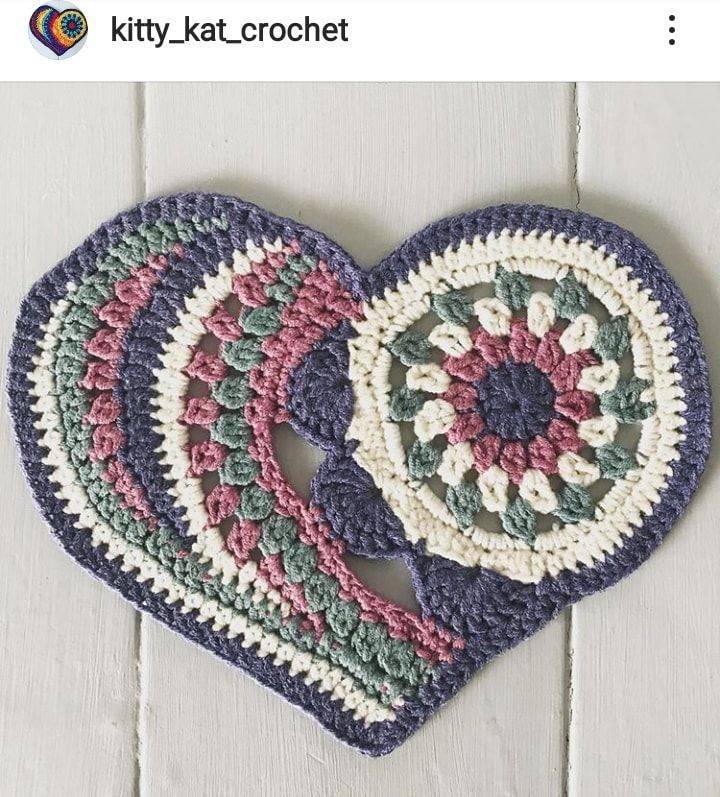 Boho Heart-Shaped Mandala Coaster Crochet Project