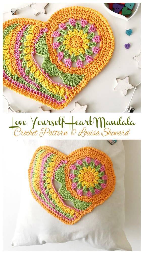 Boho Heart Mandala Crochet Decor