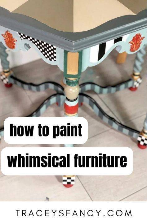Bold Geometric and Stripe Painted Side Table