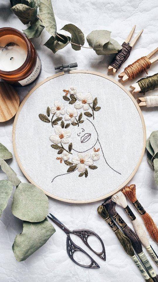 Botanical Line Art Embroidery Project