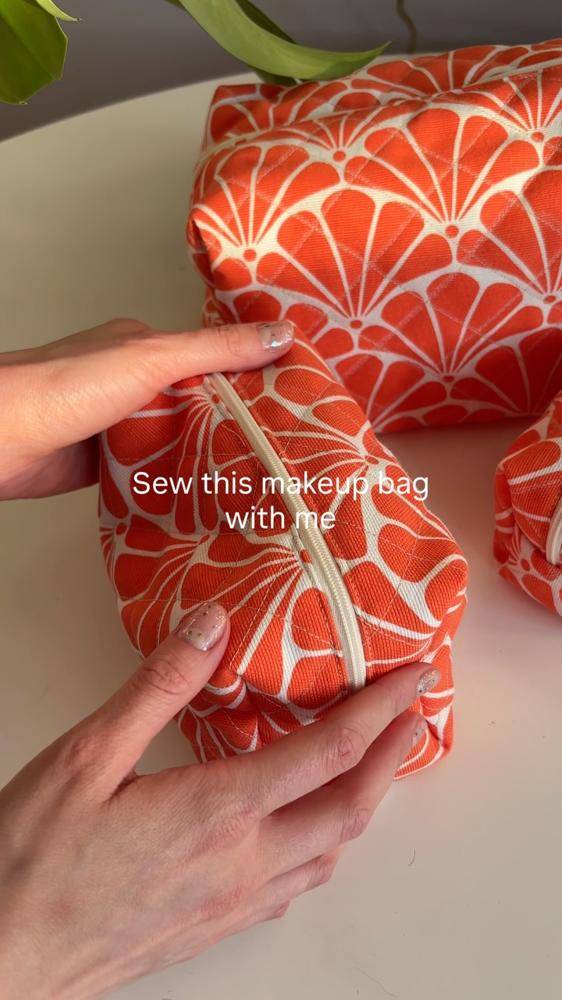 Bright Orange Citrus Print Zippered Makeup Bag
