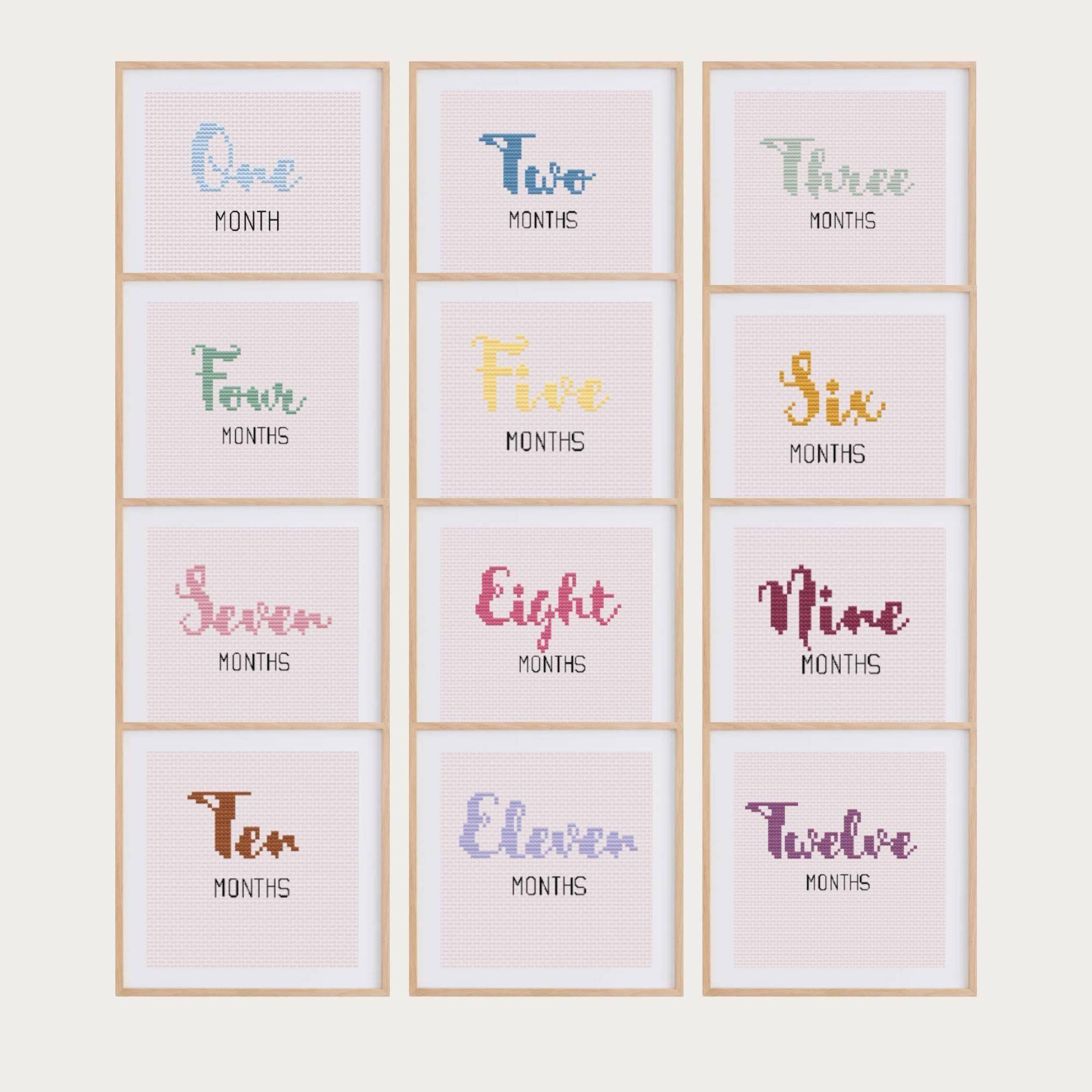Charming Baby Month Signs Cross Stitch Collection