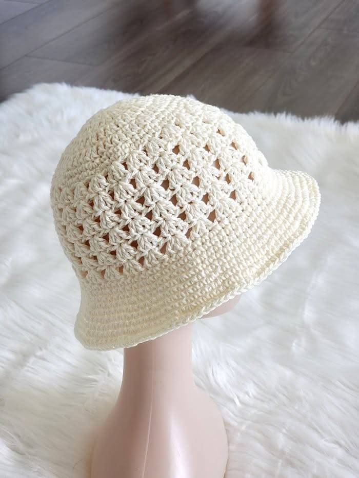 23 Crochet Bucket Hat Patterns Charming Cream Crochet Bucket Hat