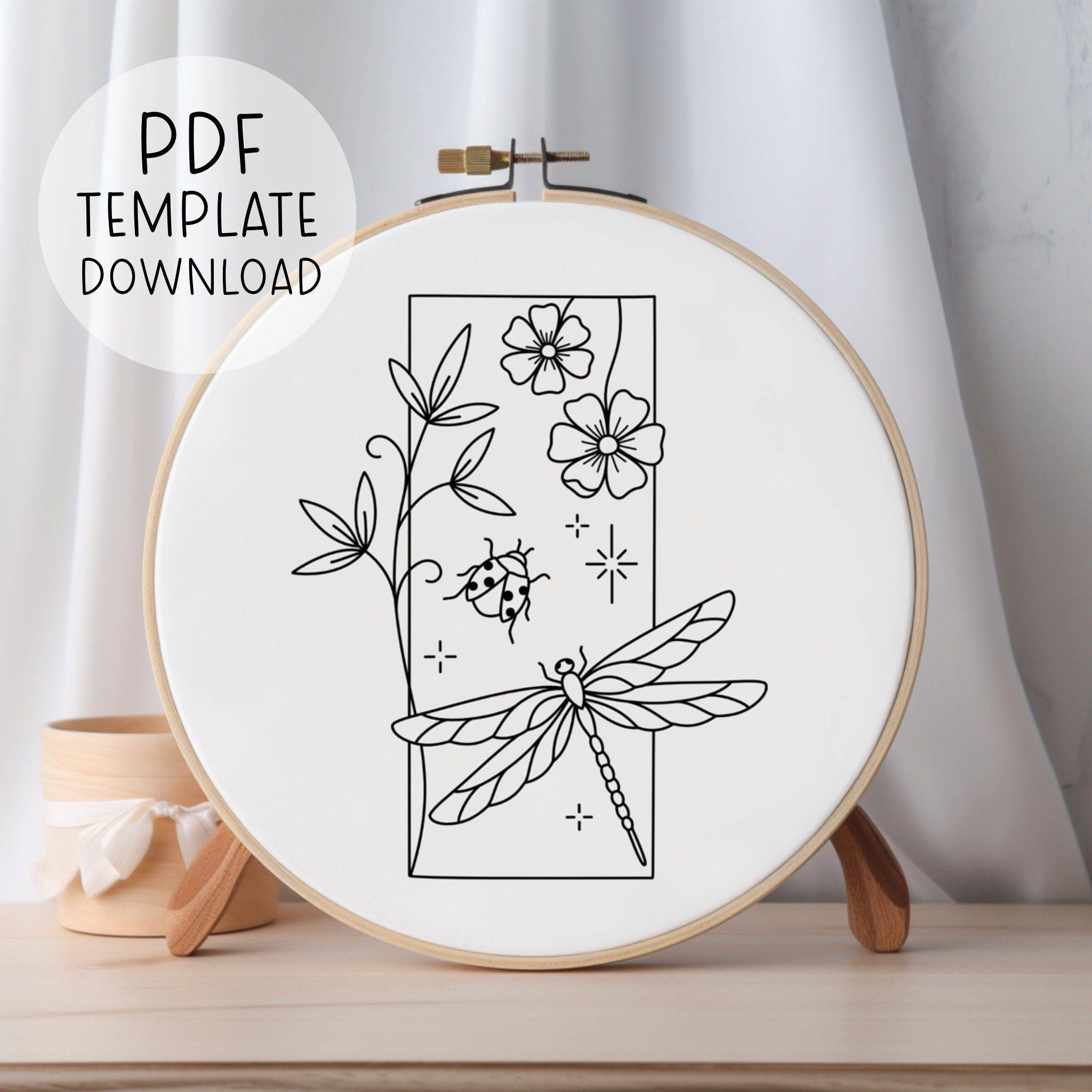 Charming Ladybug and Dragonfly Embroidery Hoop Art