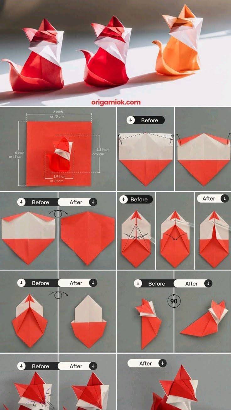 27 Easy Origami Tutorials Charming Origami Fox Craft Tutorial